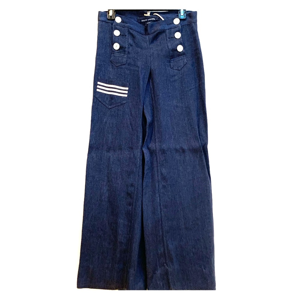 RALPH LAUREN Linen Navy Sailor Pants